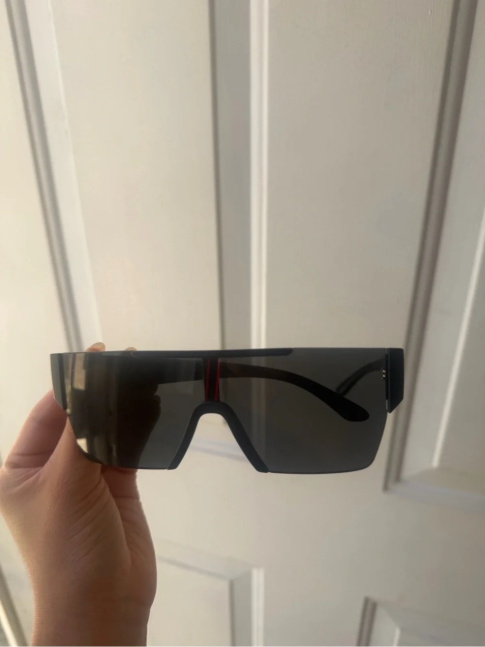 Burberry Men’s Black Shield Sunglasses with Brown Case